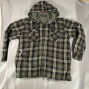 Wolverine Men's Plaid Sherpa Lined Hooded Flannel Shirt Jacket XXL